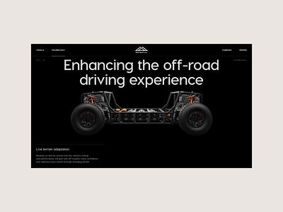 Potential Motors — Technology Page 3d 3d illustration adventure all terrain vehicle animation brand brand identity digital marketing off road os ui webpage website