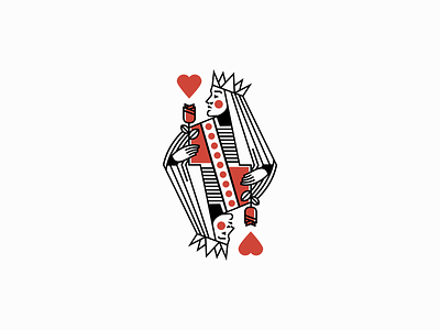 Queen Of Hearts Logo for Sale branding cards deck design feminine flower game geometric hearts illustration lines logo mark poker princess queen red rose vector woman
