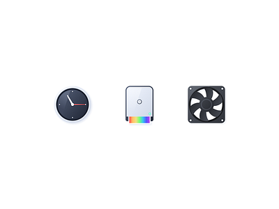 System icons set - Random icons clock cooler design fan figma icondesign iconography icons iconset microsoft os printer skeuomorphism speed system windows