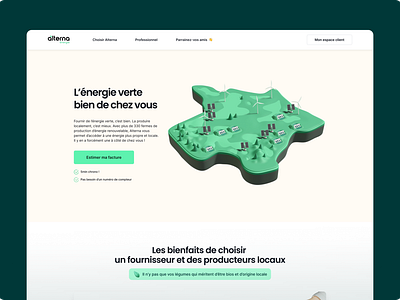 Alterna - Homepage 3d brand branding design electric energy france graphic design green homepage illustration interface logo map ui website