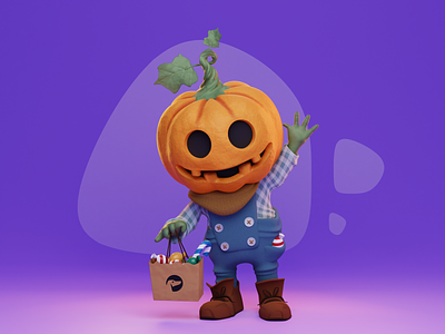 Halloween Pumpkin 3D Illustration 3d 3d art 3d character 3d illustration blender character character art design design studio digital art digital illustration digital painting game art graphic design halloween illustration illustrator jack o lantern pumpkin trick or treat