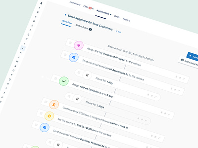 Automation Workflow Design for SaaS CRM automation b2b crm design email figma product design productivity saas sequence ui ux web workflow