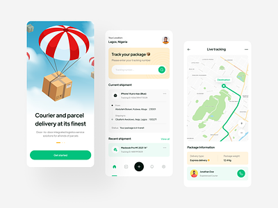 Parcel Delivery App 📦 cargo courier delivery freight location logistics mobile order package parcel shipment shipping shipping container track track order tracker transport ui ui design ux