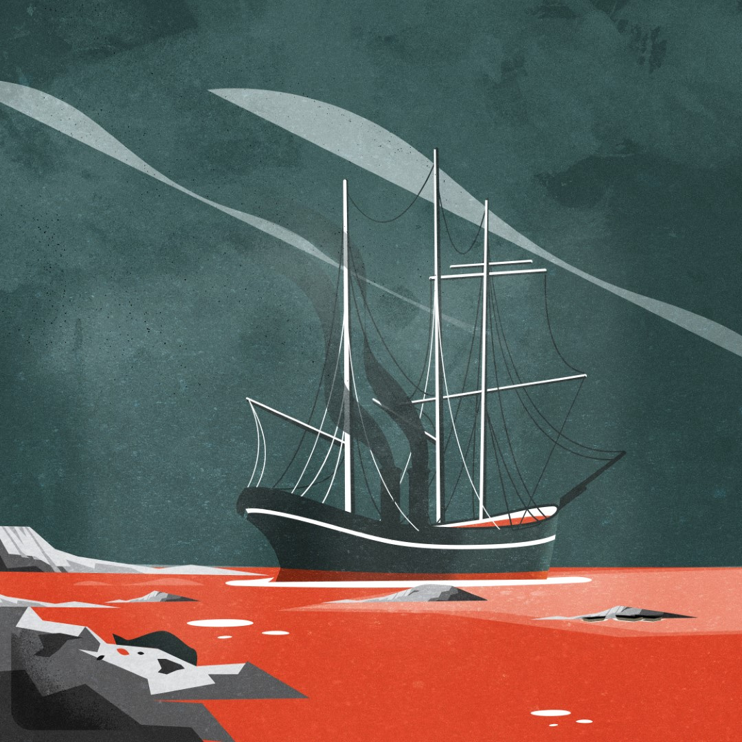 Autumn boat autumn boat design fall illustration illustrator landscape minimalist nature naval ship texture vector