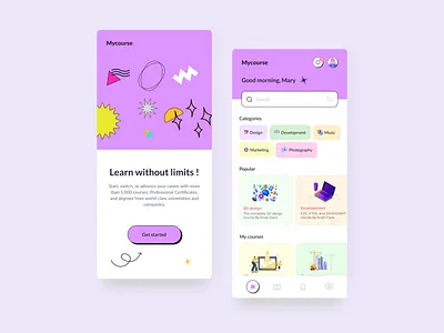 Online Course App app courses design educational app educational platform interface learning platform mobile app modern neubrutalism neubrutalism app online course online course app simple ui