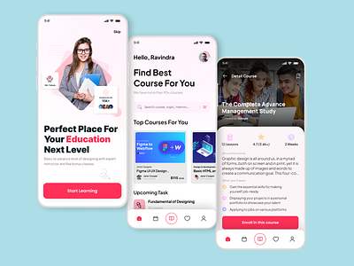 EduQuest – Education LMS Mobile app Ui Design app design course design e learning eduquest learning learning app learning management system learning platform mobile app mobile app design online class online education online learing ui