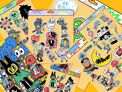 Some cute hand-painted stickers graphic design illustration