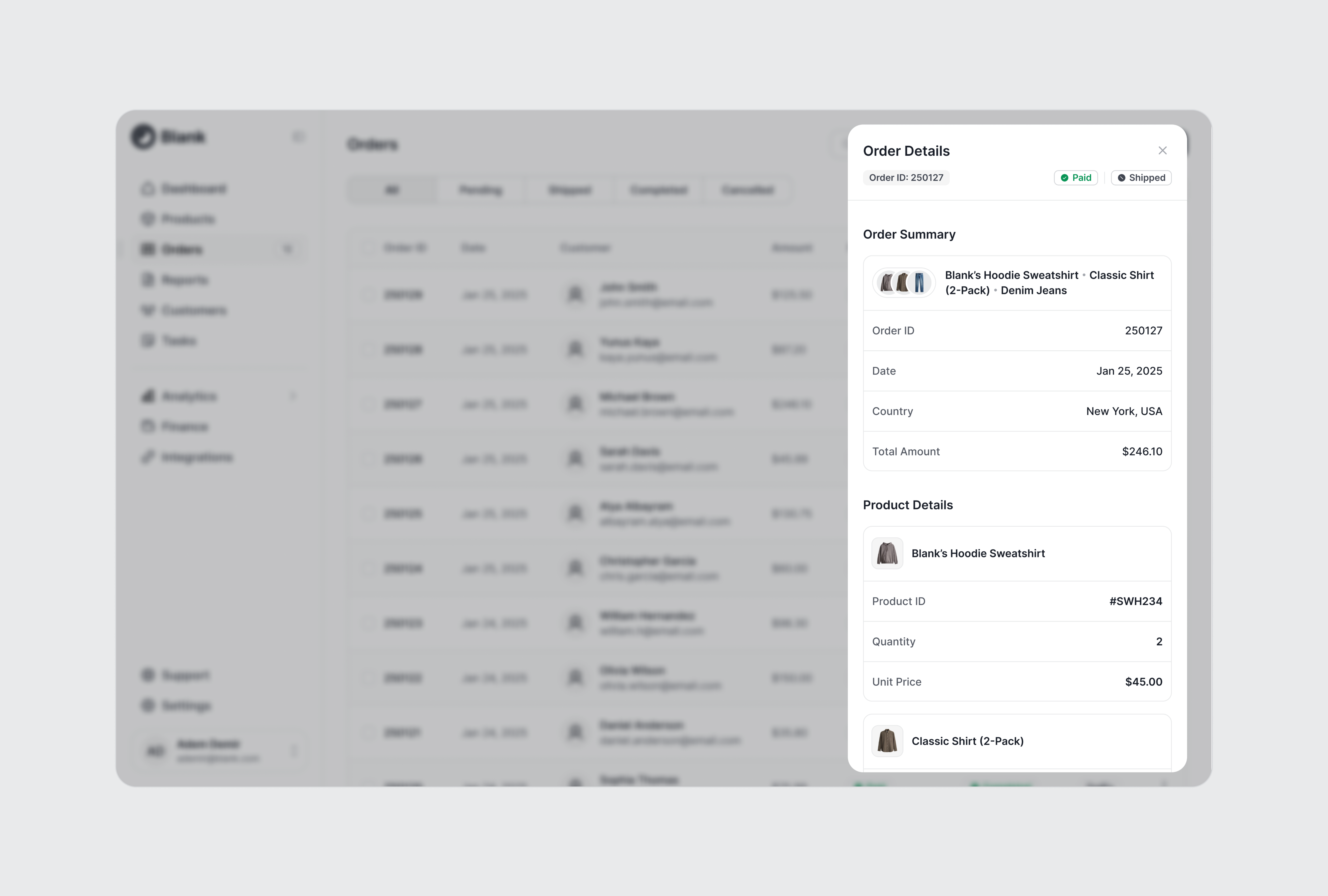 Blank | Order Details Sidebar blank dashboard delivery figma order details product design shipping side menu sidebar ui design