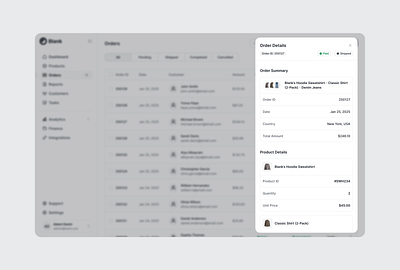 Blank | Order Details Sidebar blank dashboard delivery figma order details product design shipping side menu sidebar ui design