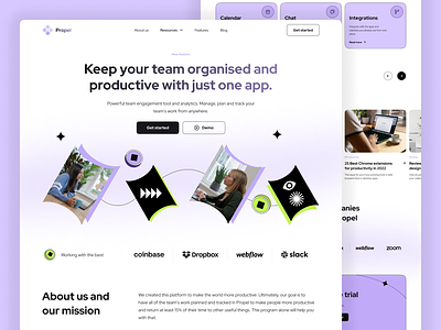 Propel landing page company design flat hero home landing layo page platfotm product saas scroll studio team ui ux