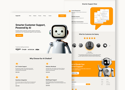 Smart AI Chatbot Landing Page Design ai ai design ai landing page ai website branding design figma figma landing page landing page design landing page ui minimal responsive saas landing page saas ui saas website ui ui designer user experience website design website ui ux