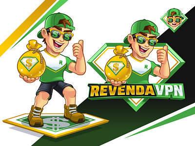 RevendaVPN - Dude Mascot brand character brand mascot dude logo dude mascot mascot mascot design mljarmin mascot money mascot vpn logo vpn mascot