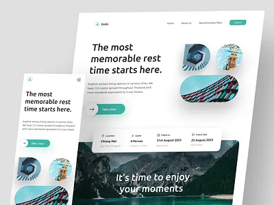 Hotel & Resort landing page- Dolbi app app design app redesign app ui design branding design graphic design hotel website landing page resort website ui ui design ux ux design web web ui web ui ux website design website redesign