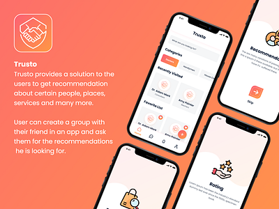 Trusto App about app category certain people chat create a group decide friend functionality new places peoples places recommendation recommendations services talk trusto visit xd your friends