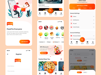 Uber Eats Redesign Concept app app design app redesign cooking courier delivery delivery app delivery service food app food delivery application food delivery service food order foodie mobile app mobile food app restaurant restaurant app uber eats ui ux