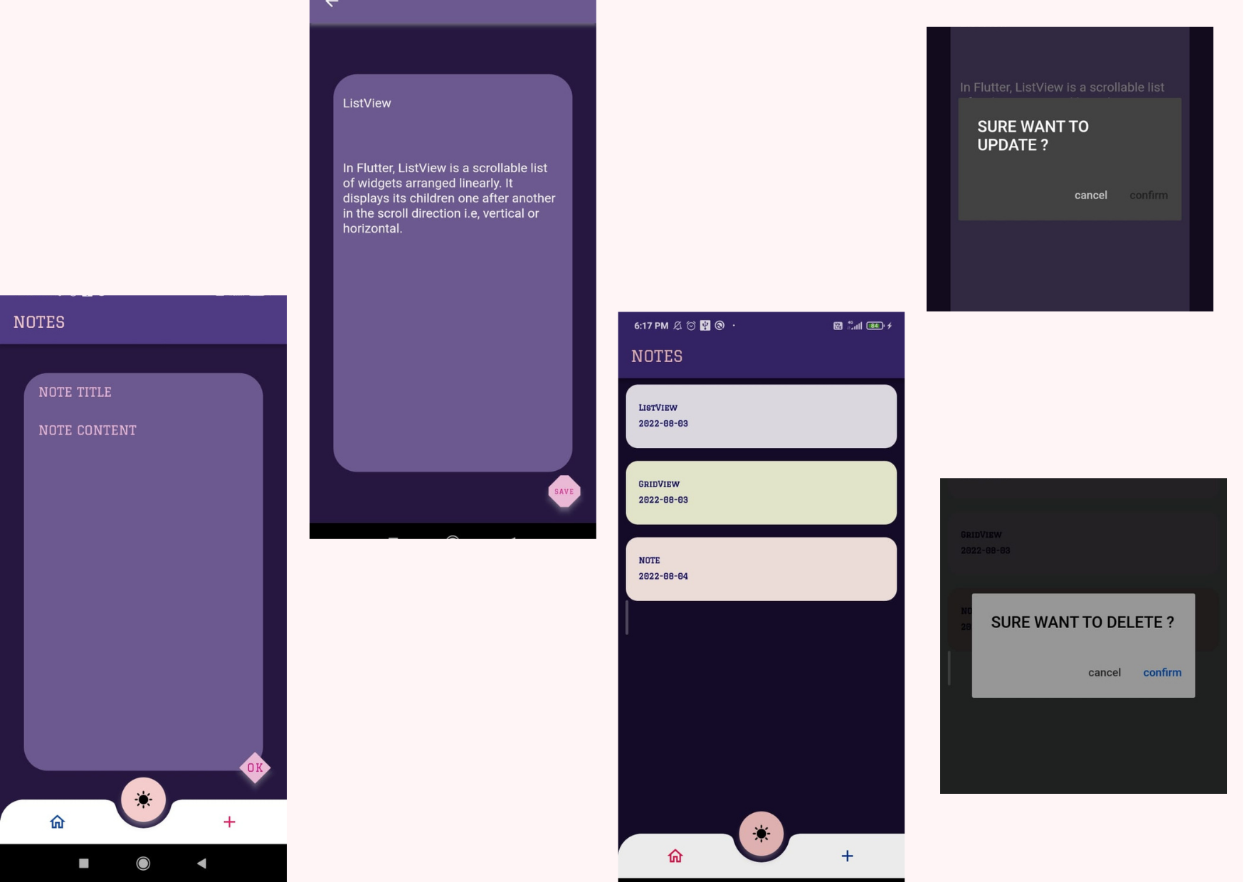 Example of Note Taking App (dark theme)
