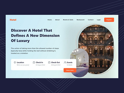 Hotel Deals Website banner concept hero home page hospitality hotel hotel website idea landing page light theme resort stay travel ui ui design user interface ux vacation web design website