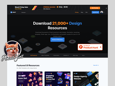 UIHUT - Figma Plugin_Live on Product Hunt🎈🎉 3d design design resources homepage illustration plugin product hunt ui uihut uihut home page web webdesign website website design