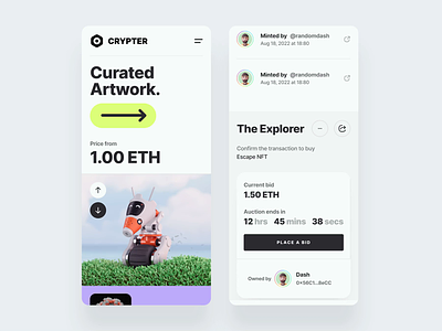 Crypter 2.0 - Mobile after effects animation crypto design html motion motion design nft react ui ui8