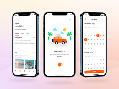 Moove - Overview, Onboarding, and Reschedule (Mockup Preview) illustration minimal mobile mobile app onboarding schedule ui ui kit ux