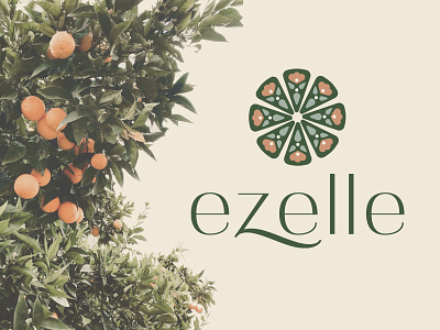 Ezelle apartment art direction botanical branding design floral green logo orange real estate typography