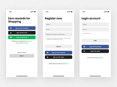 Login Shopping App android app ios app iosapp login screen marketplace app mobileapp online shop app register screen shopping app uiux design