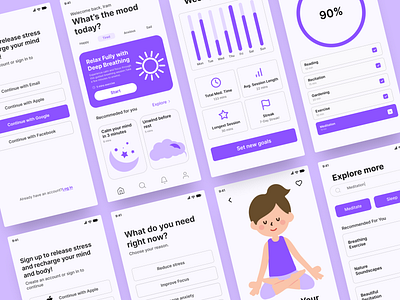 Meditation App UI app ui app ui ux branding figma figma mobile app health wellness logo meditation meditation app ui minimal mobile app design mobile app ui mobile app ui design prototyping responsive ui ui designer ui ux design user experience visually appealing