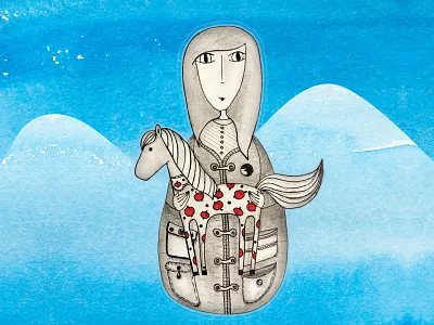 Horse and girl apple child illustration girl graphic design horse illustration magazine illustration procreate