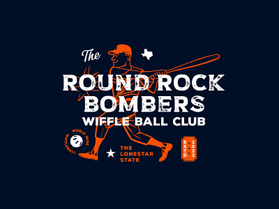 RR Bombers badges baseball branding home run identity illustration logo modern packaging print pro sports star state t shirt texas ticket typography vintage wiffle ball