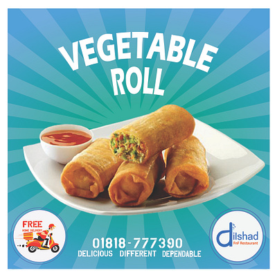 Restaurant Poster Design branding design food porn food poster graphic design illustration poster design restaurant poster typography vector vegetable roll