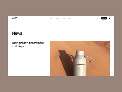 Ocean Bottle News article clean corporate eco elegant layout minimal modern news news page ocean reusable sustainability sustainable swiss ui ux web web design website