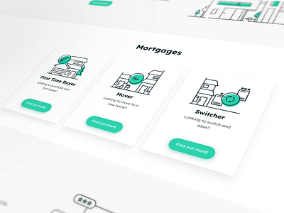 Microinteractions for Mortgage company animation branding cards clean color design figma fintech illustration interface minimal mortgage motion graphics servicegreen simple ui ui design web web design white