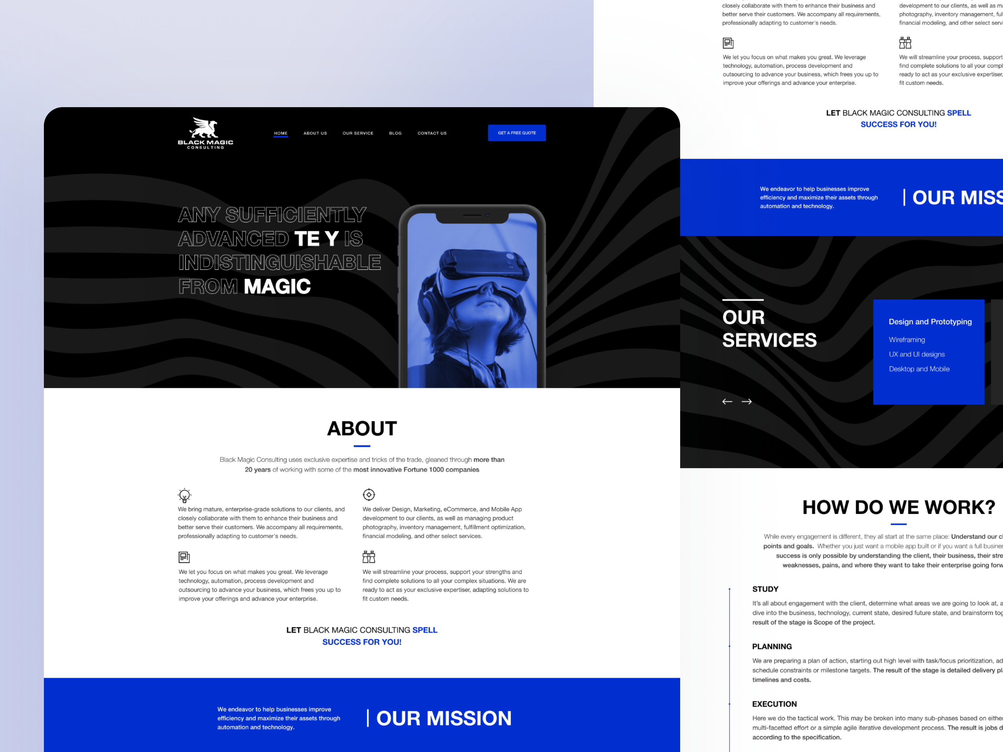 Black Magic Corporative Website agency ai black company corporative dark design interface iphone landing page portfolio site typography ui ux vector web