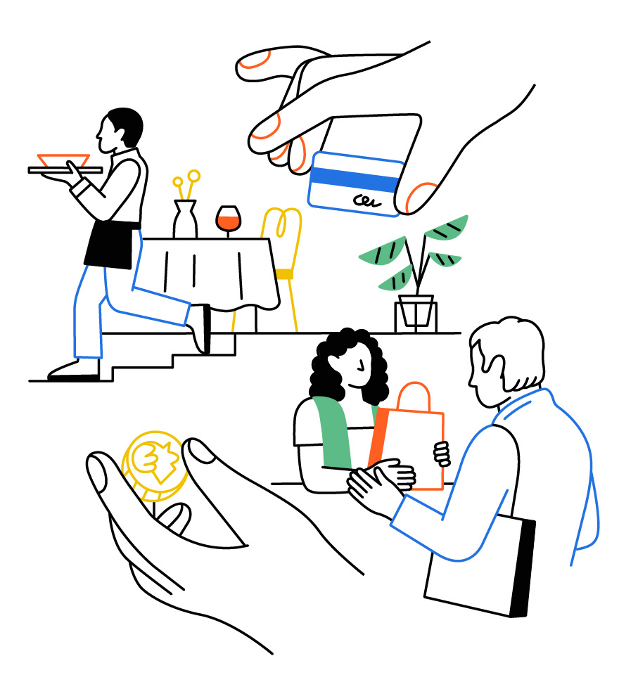 Card Payments branding character colour digital folioart illustration line petra sitaru vector