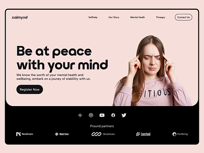 Mental Health Website figma health homepage landing page medical mental health mindset psychology therapy ui web web design