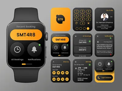 Watch Application Design application chat clean colors concep dark design gradient graphic design home minimalgs notification payment phone round shadow simple smartwatch ui watch