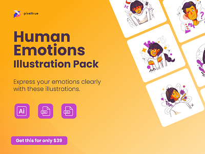 Human Emotions Illustration Pack character graphics illustration vector vector illustration