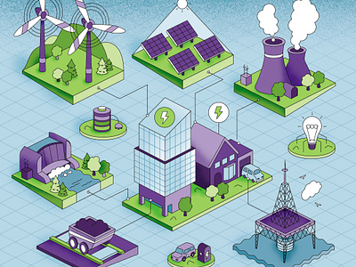 Future of Energy. Cover Illustrations business energy illustration report technology