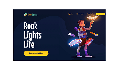 TeenBooks - Online Book Library Website Design design illustration ui ux website design