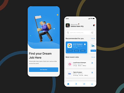 Job Finder App 3d animation app design branding design graphic design illustration job finder app landingpage logo motion graphics template ui uiux website wix
