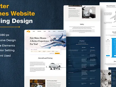 Charter Airline Website Landing Page Design airline airline landing page branding charter airline website figma graphic design high converting landing page homepage design landing page design modern landing page private jet professional landing page ui ui design ui ux web template web ui website design