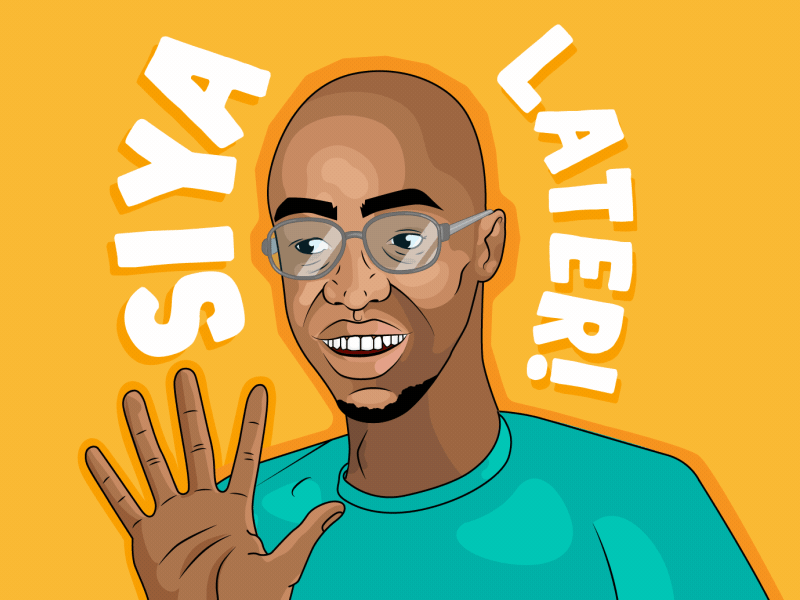 Siya Later - Sticker 2d aftereffects animation character animation character design glasses illustrator siya siya later vector wave yellow