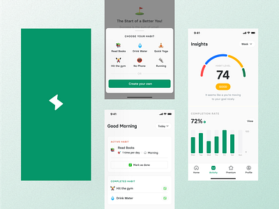 Habit Building App 3d animation app design branding data design dribbble graphic design habit health interface ios app design logo motion graphics responsive design track tracking ui ui ux uidesign