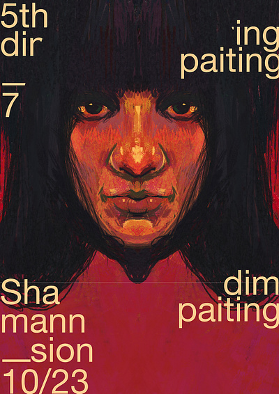 Shaman abstract composition crayon design illustration laconic lines minimal paint portrait portrait illustration poster shaman