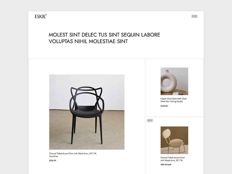 Eskil - Furniture Store Theme clean contemporary design furniture home decor interior design minimal modern shop theme ui ux wordpress
