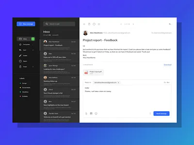 Mailbox Application Concept aftereffects animation app application dashboard design figma graphic design inbox mail mailbox mailing motion motion design ui userinterface ux webapp