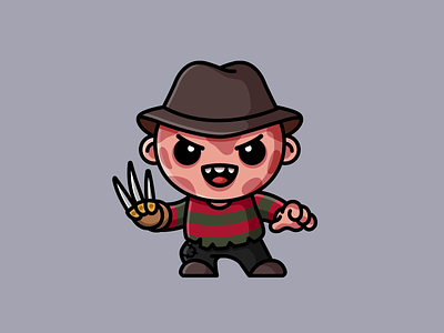 Freddy Krueger adorable cartoon character chibi claw cute elm street film freddy krueger halloween helloween horror illustration kawaii mascot movie nightmare razor scary spooky