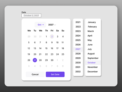 Date Picker calender dailyui date date pucker datechooser datepicker dribbbl month year