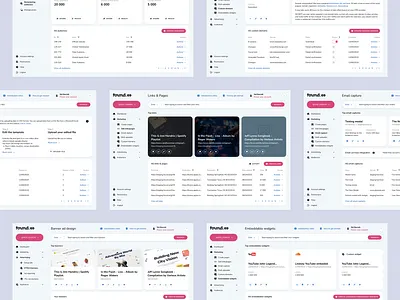 Found.ee — Music sales management app card crm enterprise left bar left nav left navigation navigation saas table tile ui ux web white theme