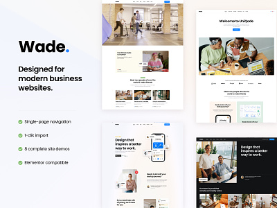 Wade - Business One Page Theme agency business clean landing layout modern one page responsive theme ui ux wordpress